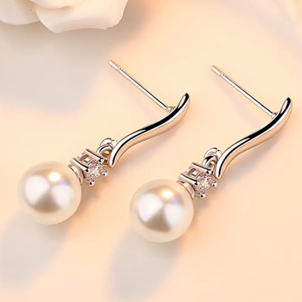 ๐ซ Sterling Silver 925 Pearl Drop Earrings - Picture 2 of 4